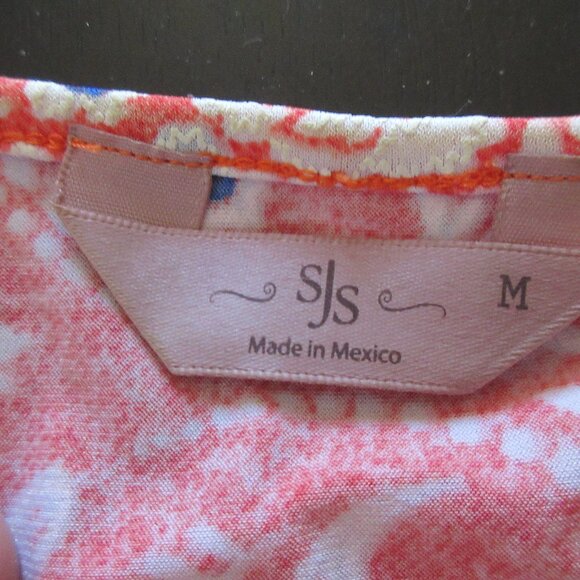 SJS Knit Sleevless Tunic top Pretty texture print size M - Picture 9 of 9